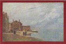 XI ESPOSIZIONE VENEZIA 1928 cartolina quadro PORTO SECCO di Guglielmo Ciardi 