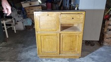 Vecchio Mobile Mobiletto In Legno Massiccio Con Porte Scorrevoli E Cassetto
