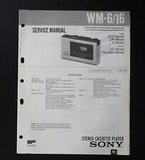 Walkman cassetta originale Sony WM-6/16 manuale di servizio / manuale di servizio 1-WM