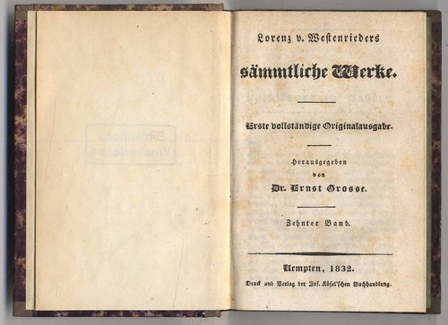 1832 westenrieder sämmtliche - westenrieder:,