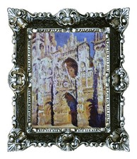 STAMPA SU CARTA TELATA CLAUDE MONET CATTEDRALE DI ROUEN  - CORNICE BAROCCA 45X37