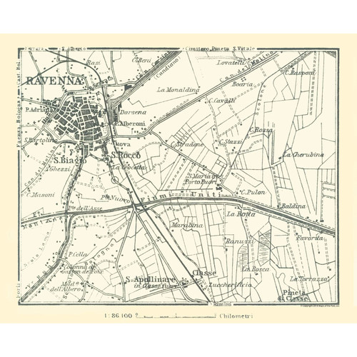Mappa storica ravenna - -, italia