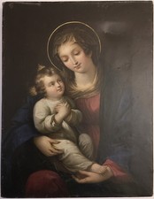 Madonna col Bambino - di Franz Hanfstaengl 1804 - 1877 - olio su carta su tela.