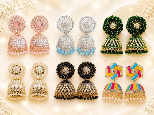 Orecchini jhumka cristallo - orecchini,