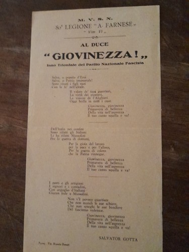 Duce giovinezza inno pnf - al,