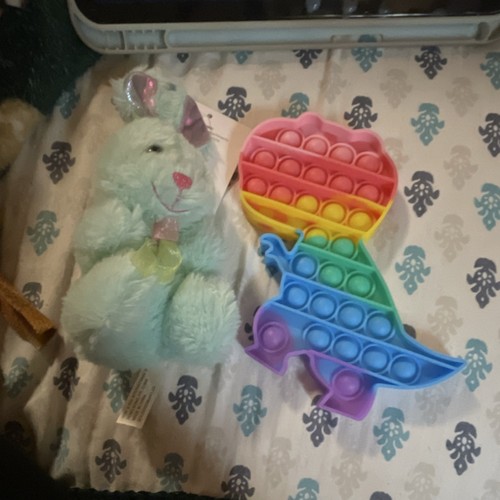 Plush bunny rainbow heart - plush,