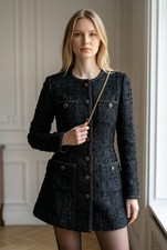 Giacca bouclé tweed nero