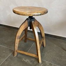 Sgabello Antico Industriale In Legno