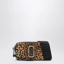 Marc Jacobs Borsa Snapshot Leopard Effetto Pony con Cinghia Regolabile, Nero/Avorio