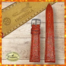 Cinturino pelle VERA LUCERTOLA IGUANA imbottito marrone bordò Made Italy 18-20mm