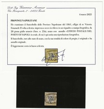 1861 Province Napoletane - 20 gr. giallo arancio Sassone 23a raro annullo Avanzo