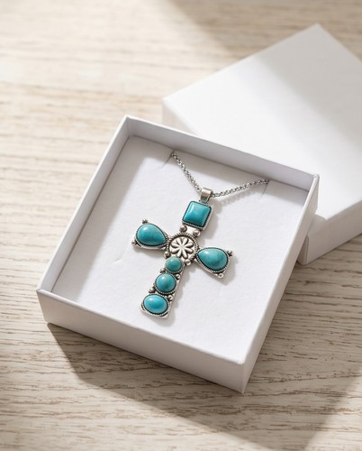 Collana con croce turchese - collana,