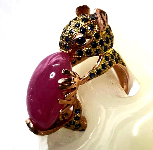 Anello zaffiro blu rubino