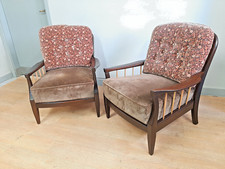 COPPIA DI POLTRONE VINTAGE IN MOGANO ORIGINALI  ANNI '50 IN STILE PAOLO BUFFA