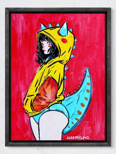 Ritratto donna dinosauro 12x16