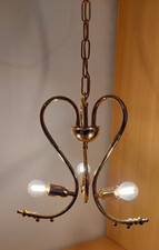 Lampadario a spensione dorato, Tre Luci Completo Di Lampadine Led