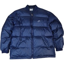 Giubbotto Nike Puffer VINTAGE anni 80 adatto grande L uomo blu navy full zip piumino isolato