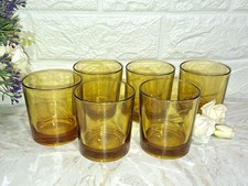 VINTAGE BORMIOLI ROCCO SEI BICCHIERI VETRO AMBRA AMBRATO GIALLO CMDIAM7H8