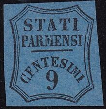 1853 PARMA Segnatasse per Giornali n. 2a 9 c. azzurro scuro Cert. Bolaffi MLH/*