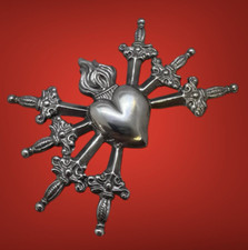 Cuore sette dolori per Addolorata Dolosa statua Madonna 6x10cm accessorio 