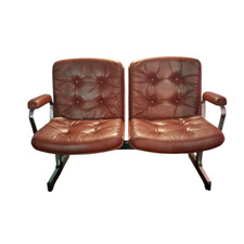 Coppia poltrone in acciaio e pelle anni 70