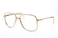 1980s vintage gold plated aviator eyeglasses STROBLEN 858 oversized eyeglasses