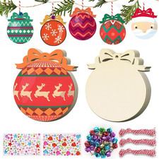 30Pz Palline Di Natale in Legno, Ciondoli Natalizi Addobbi per Albero Di Natale,