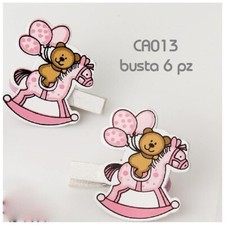 6 pz mollette cavalluccio orsetta segnaposto chiudi pacco decorazione bomboniere