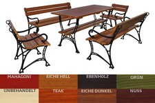 MOBILI DA GIARDINO 2 x PANCA 2 x poltrone + TAVOLO set sedie legno tavolo...