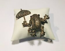 1 spilla antica rana ranocchio con ombrello in Argento 925