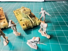 Carri armati e soldati americani Marx vintage marrone chiaro