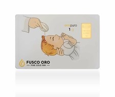 FUSCO ORO LINGOTTO  1 GRAMMO  BATTESIMO  ORO PURO 24KT  999.9  NUOVO IN BLISTER