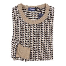 Maglione Drumohr Tan bianco e nero fantasia cotone S (Eu 48) nuovo con etichette $327