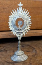 miniatura antica originale ostensorio ostia peltro arte popolare pellegrinaggio giocattolo