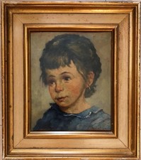 dipinto ad olio con cornice_Ritratto di bambina con l'orecchino d’oro