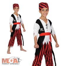 Costume Halloween Pirata Caraibico Ragazzi Vestito Fantasia Naufragio Bucaniere Bambini