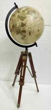 Globo Mondo Treppiede Mappa Stand Tavolo Nautico Legno Decorazione Antica Vintage