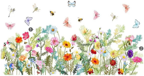 Adesivi murali fiori farfalle - murali,