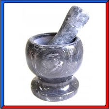 Mortaio in Granito Pietra con Pestello Pesta Macina Mescola Trita Spezie Erbe