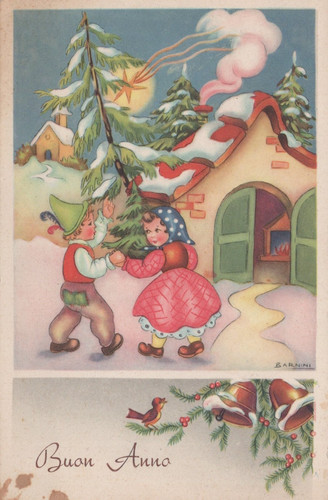 Cartolina augurale buon anno - cartolina,