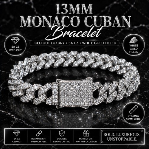 Bracciale cubano monaco - monaco, iced