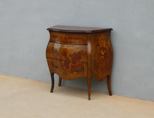 Comò cassettone stile Luigi XV intarsiato, tre cassetti, '900 - L 88,5 cm!