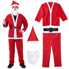  5 Pcs Adult Costume Christmas Party for Adults Vestito Di Babbo Natale Da