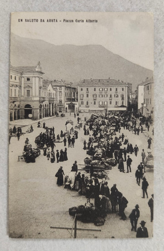 Cartolina aosta mercato piazza - cartolina,