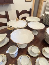 Servizio di piatti ceramica bavarese con bordo oro e nero. Anni 40/50