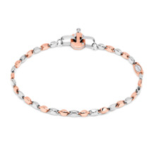 BARAKA bracciale uomo in oro bianco e rosa 18kt diamante Barakà BR22172   21 cm