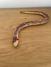 Serpente snodato in legno dipinto a mano - Scultura artigianale (lungo 50 cm)
