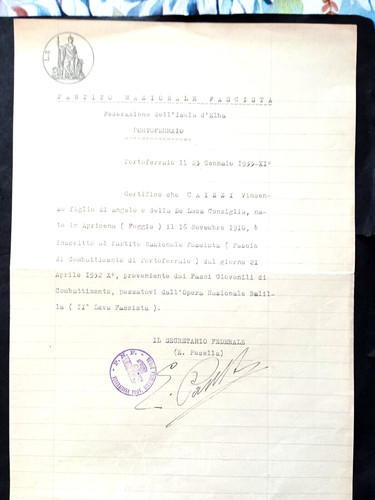 Documento carta bollata f - carta, p.n.f
