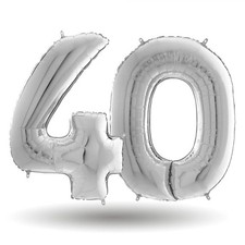 Pallone compleanno numero 40 anni Argento 101cm palloncini gonfiabile aria, ELIO