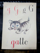 ALFABETIERE ANNI 50/60 - GATTO - CLASSE SCUOLA ALUNNI MAESTRA -